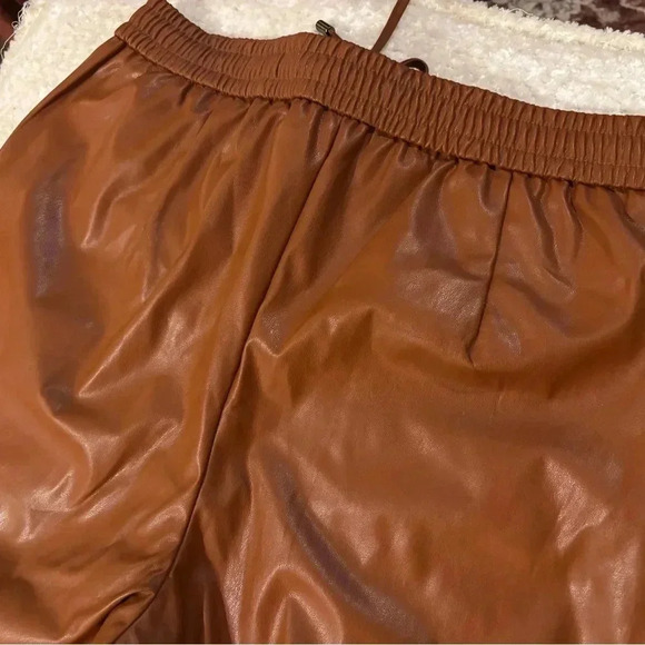 NWT Nine West Faux leather jogger trouser Sz S (2-4) Tan Maple Brown - Picture 8 of 9